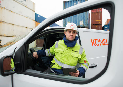 Man stepping out of a service van.