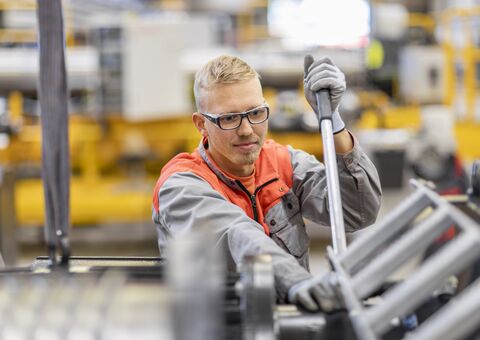 Man working in a factory.