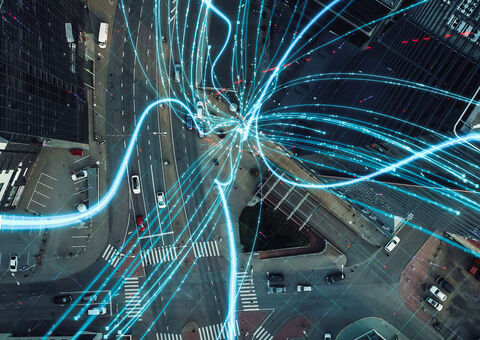 City view with light curves.