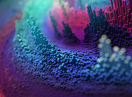 Abstract image of different color sticks at different levels.